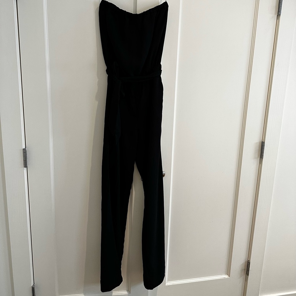 Flattering, simple black strapless Joie jumpsuit. XS (fits more XS-S)